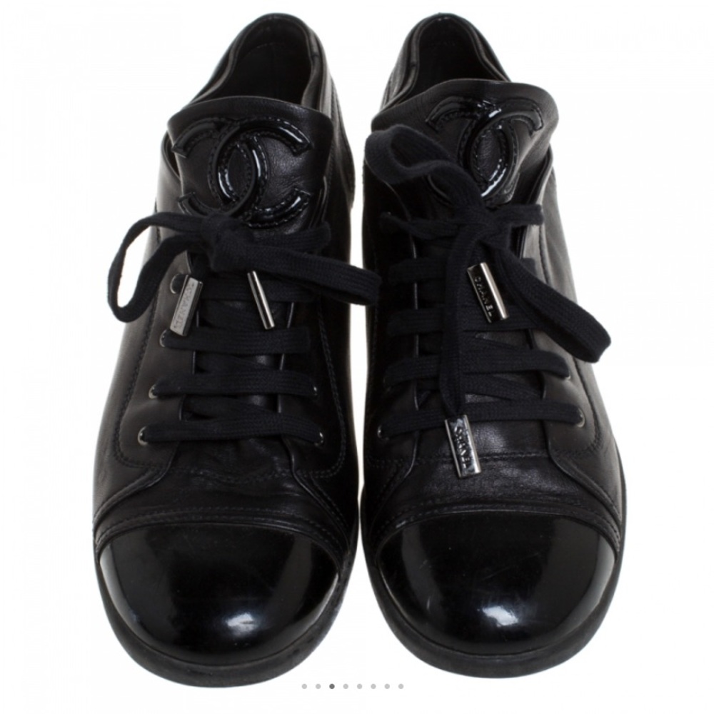Chanel Patent Black Leather/Patent Leather Sneaker
